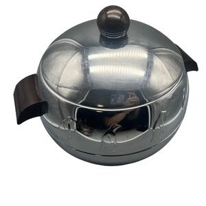 Vintage West Bend Penguin Chrome Hot/Cold‎ server Ice Bucket Dk Brown handles